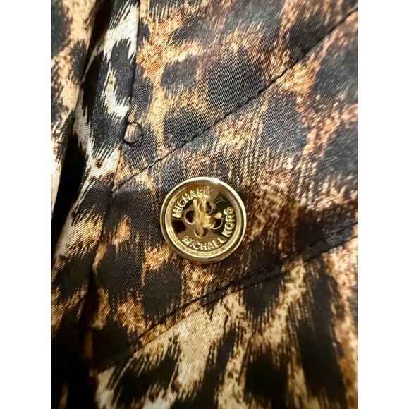 Michael Kors 16W Plus Leopard Animal Print Blouse Long Sleeve Button Detail Top - Picture 4 of 7